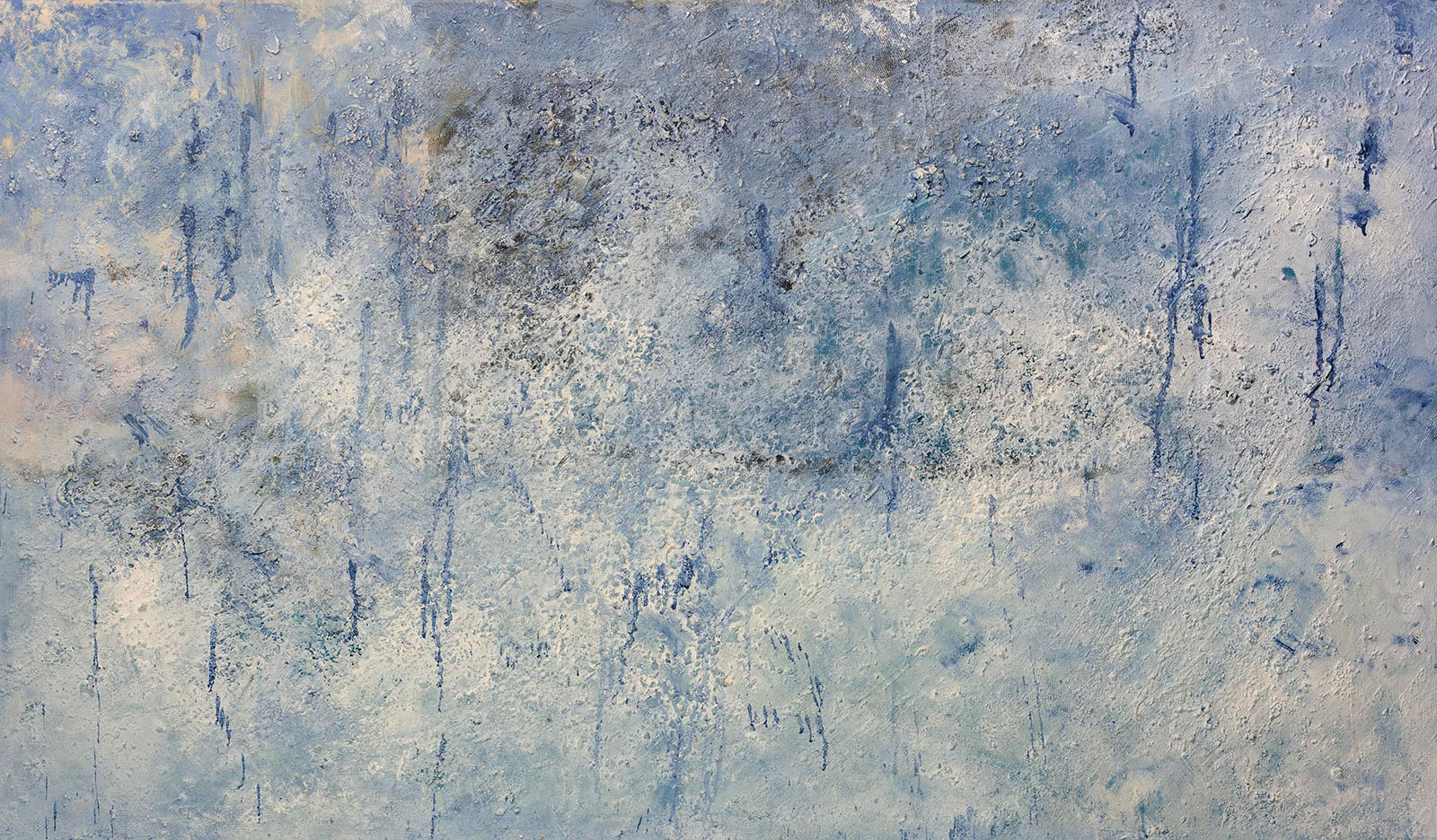 acryl-on-canvas a abstract blue rainy canvas